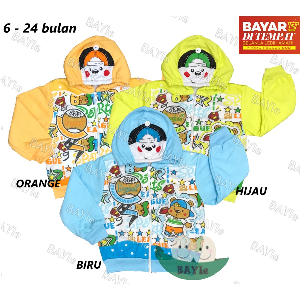 BAYIe -  Jaket Anak/Bayi + topi motif RANDOM LOVE STAR  usia 6 -24 bulan /Mantel bayi/sweeter anak