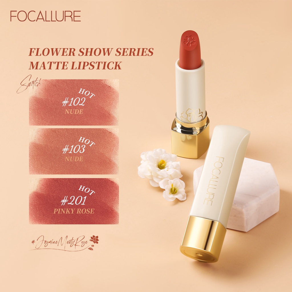 FOCALLURE Matte Lipstick Waterproof Long Lasting Makeup Moisturizer Lip Cream #JasmineMeetsRose Tahan air kosmetik bibir lipstik