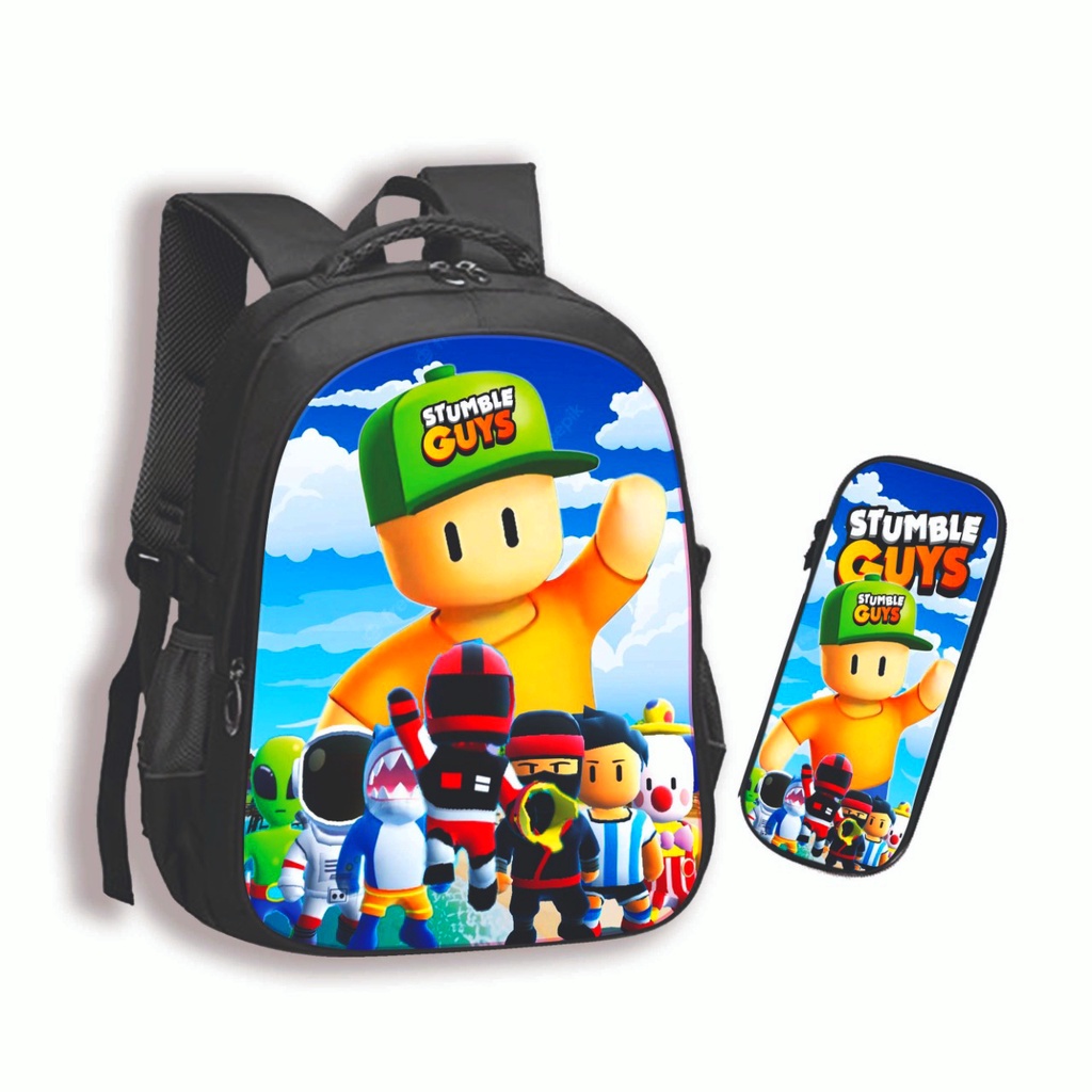 STOCK TERBATAS ! PREMIUM Tas sekolah gratis botol minum/Tas anak sekolah laki laki karakter kartun STUMBLE GUYS ransel terbaru 2022 bisa bayar di tempat ( COD )