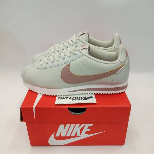 SEPATU NIKE CLASSIC CORTEZ LEATHER PARTICLE PINK 100% MIRROR HIGH QUALITY