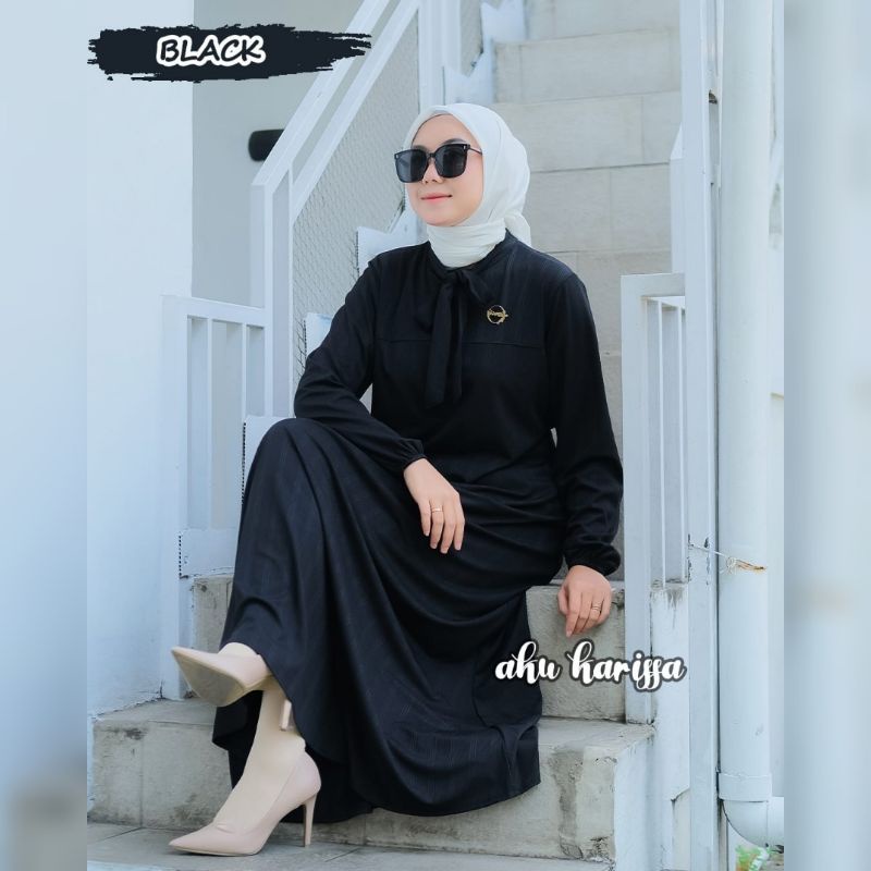 ELVIA DRESS ORI AKU KARISSA/gamis dress rib skate terbaru
