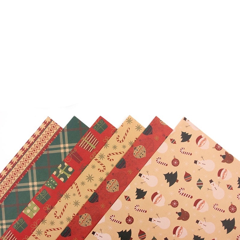 1 Roll Kertas Kraft Motif Santa Claus / Kepingan Salju Untuk Bungkus Hadiah Natal