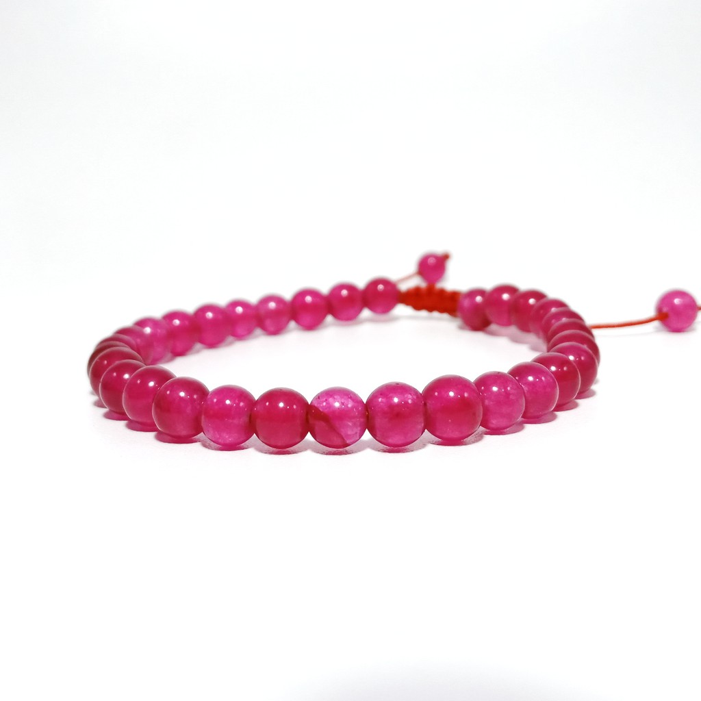 GELANG BATU GIOK PINK 6 MM MODEL TALI SHAMBALA