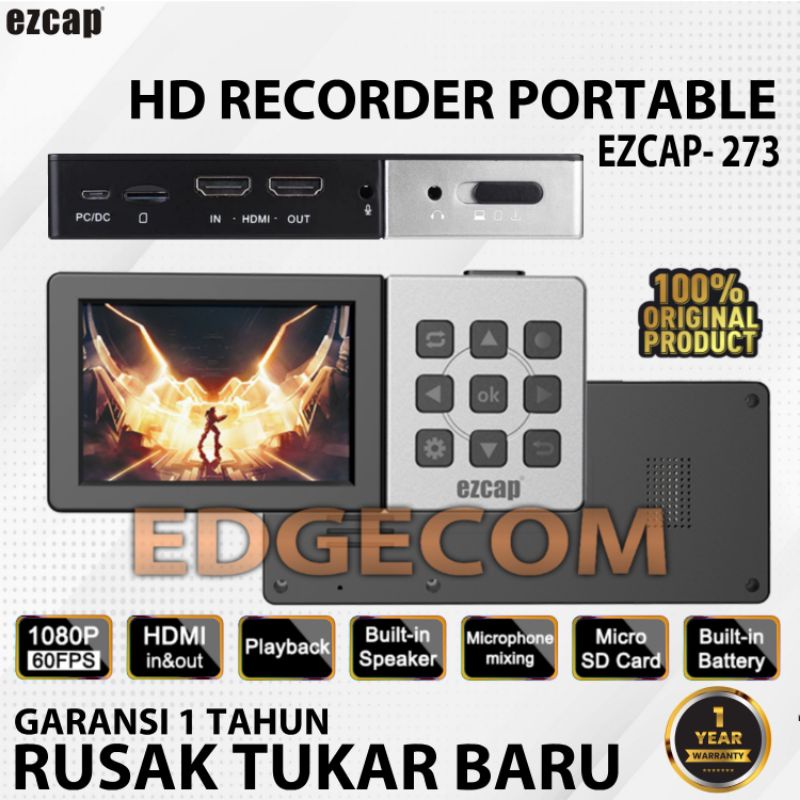 EZCAP 273 Portable HDMI Audio Video Capture Card Game Recorder Save to MicroSD 1080P60fps / EZCAP273