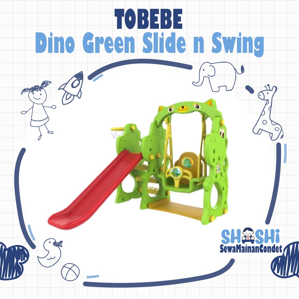 Sewa Tobebe Dino Green Slide n Swing