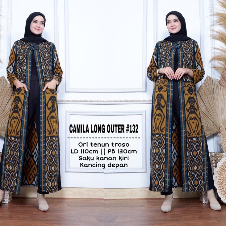 Modern.. Long Cardi Bahan Tenun Troso Premium Long Outer Tenun Camila