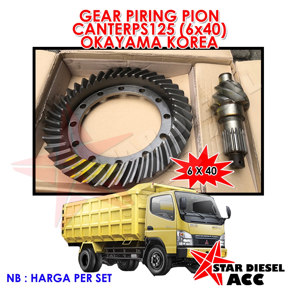 GEAR SET 6X40 CANTER PS125 ISI GARDANG PIRING DAN PION OKAYAMA KOREA