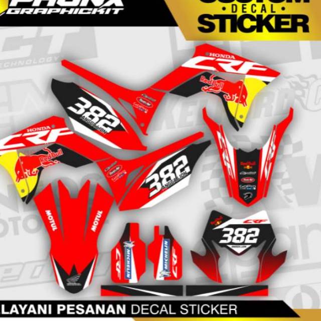 STIKER DECAL RED BULL CRF RED