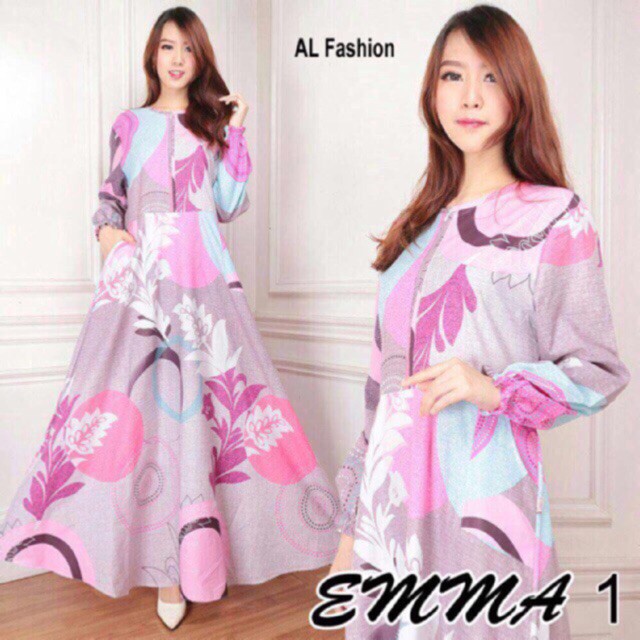 agen baju   MAXI EMMA motif bunga gamis perempuan terbaru busana pesta wanita muslim party dres