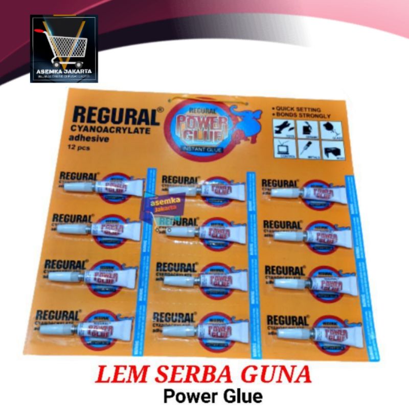 

[AJ] Lem serbaguna | 12pcs | Lem power Glue | Lem Perekat Besi karet plastik kayu grosir