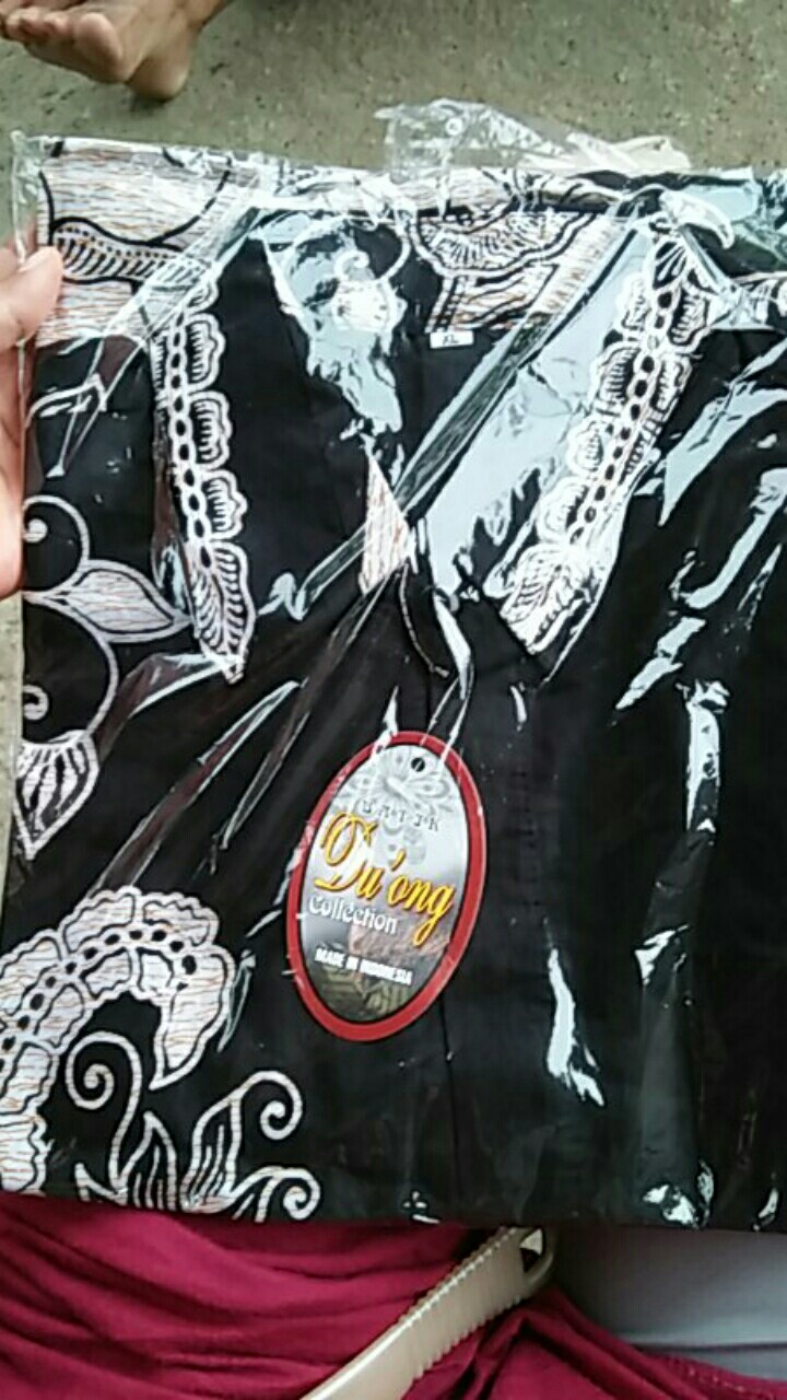 Kemeja Batik Pria Lengan Pendek Original Motif Hitam Manis Kujang  Atas Sragam M L Xl