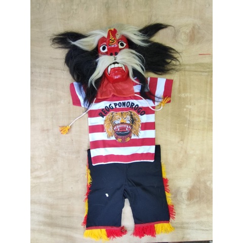 (1set) Paket stelan baju reog ponorogo + ganongan tinggal pakai dan pentas | permaianan anak tradisional