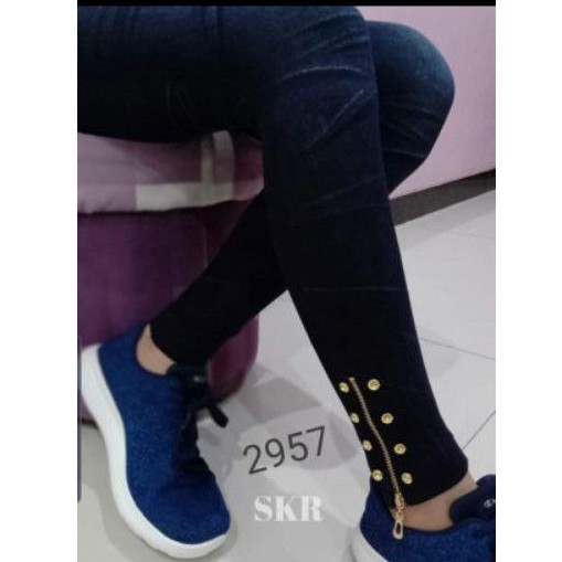 NEW LEGGING JEANS ZIPPER MOTEX NAVY GELAP IMPORT / LEGGING MURAH / LEGGING IMPORT MURAH