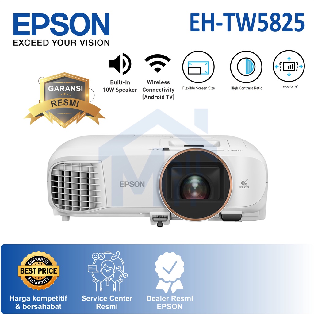 ( Packing Kayu ) Proyektor Epson EH-TW5825 EHTW5825 EH TW5825 1080p Android TV Original