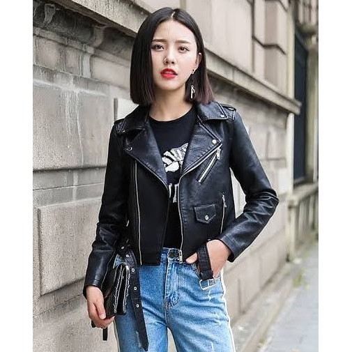 Jaket Kulit Sintetis Stylish Rock N Roll Crop CRP2 SEMIKULIT - PU LEATHER