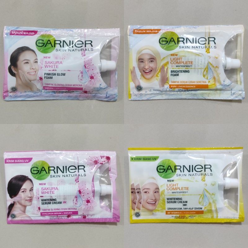 [9 ml] Garnier Sachet Sabun Wajah Foam / Krim Siang UV - Sakura White / Light Complete 9 ml