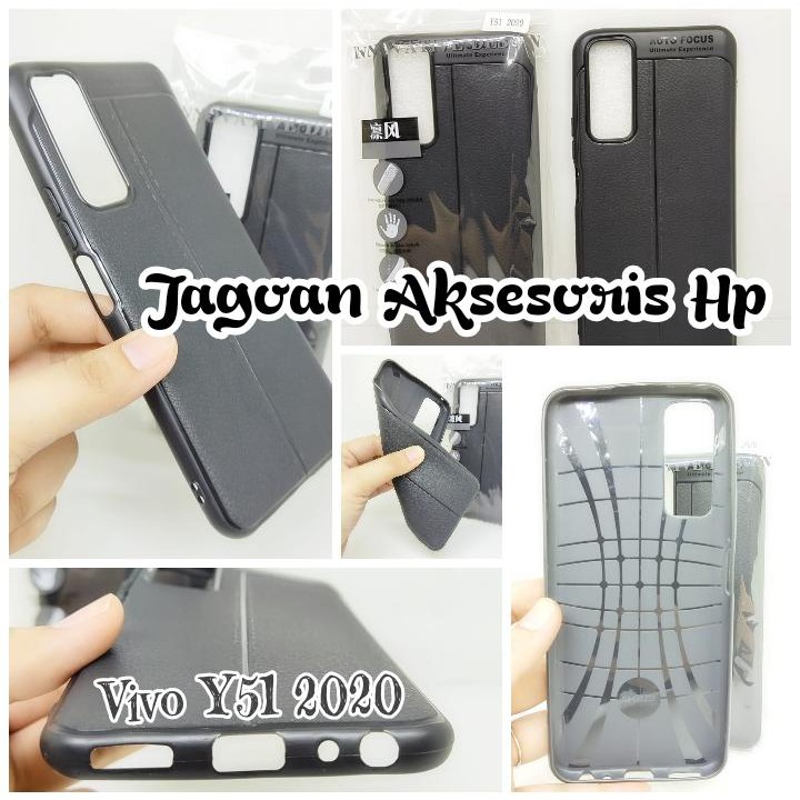 AutoFokus Vivo Y51 2020 6.58 inchi Leather Soft Case AUTOFOCUS Motif Kulit Jeruk