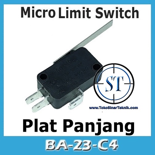 BA-23C4 Micro Besar KW3A Panjang  Micro Limit Switch Saklar Tuas Gagang Panjang Tanpa Roda On off No NC 7-9