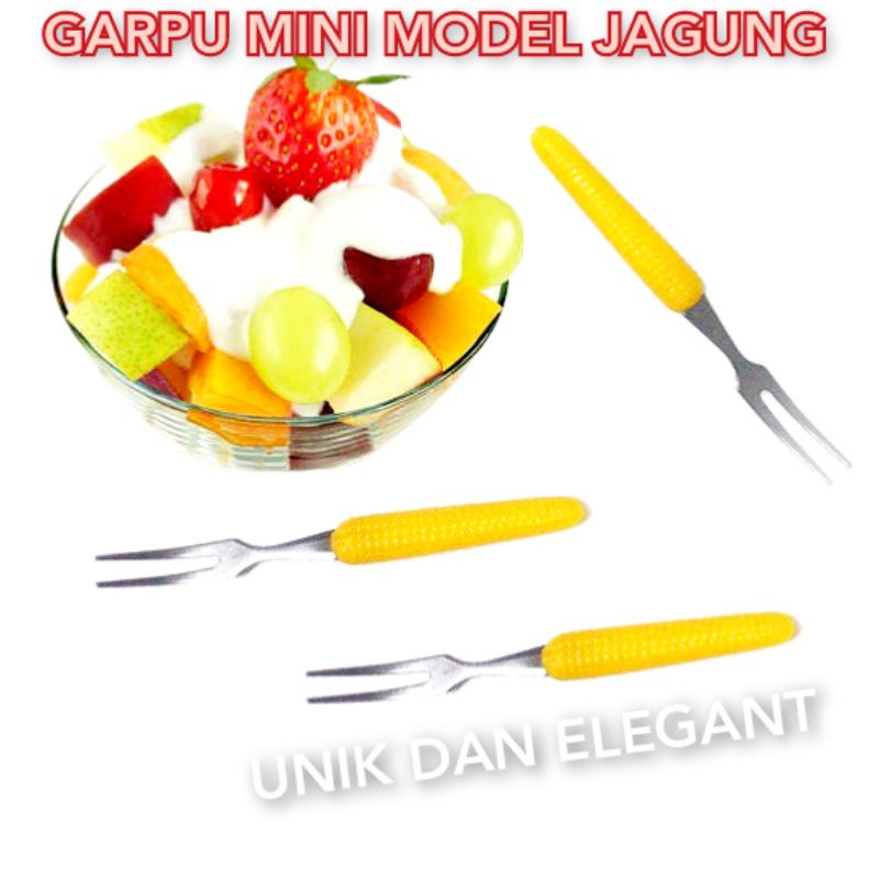 LOVE STORY Promo Garpu Kue Garpu Buah Unik Murah Motif Jagung Stainless Berkualitas