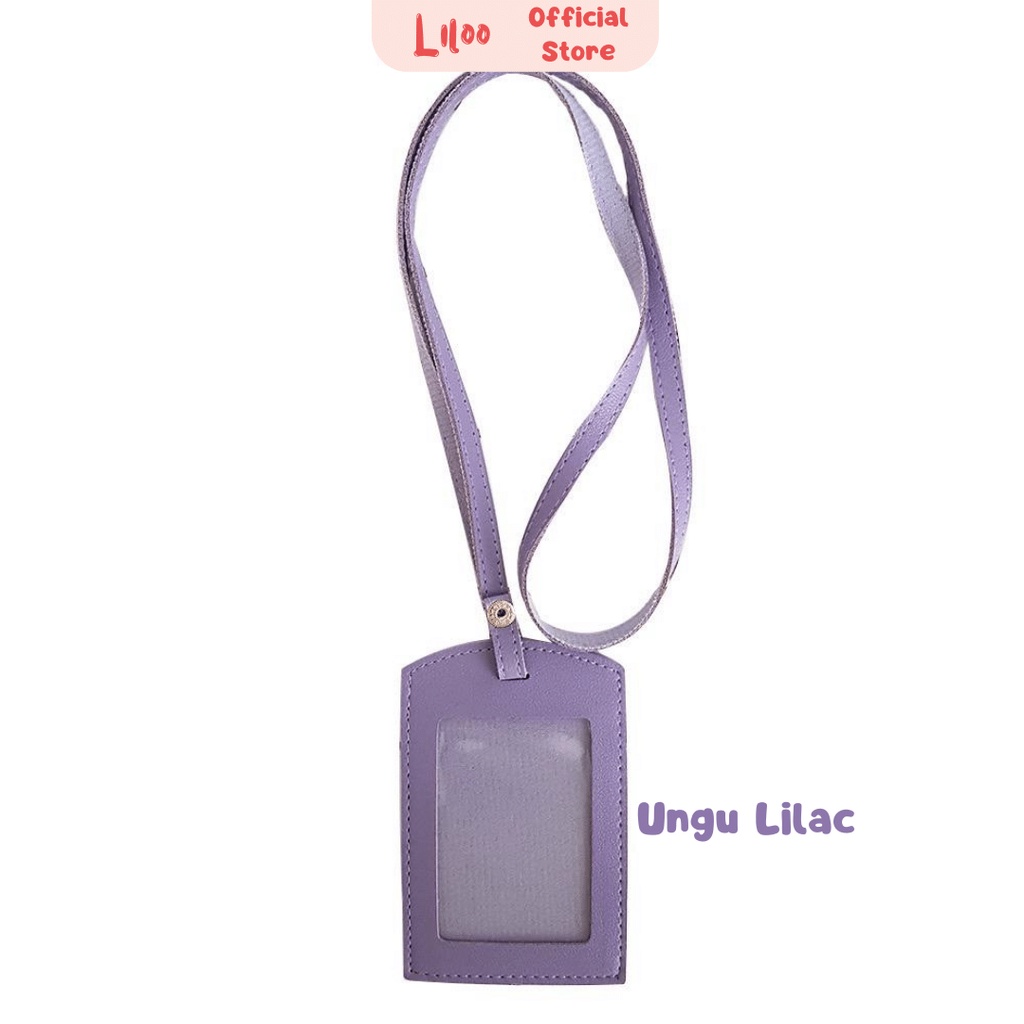 

Lanyard Flashee Name Tag Kulit Kancing Ungu Lilac ID Card Kulit PU Leather Lanyard Ungu Lilac Termurah