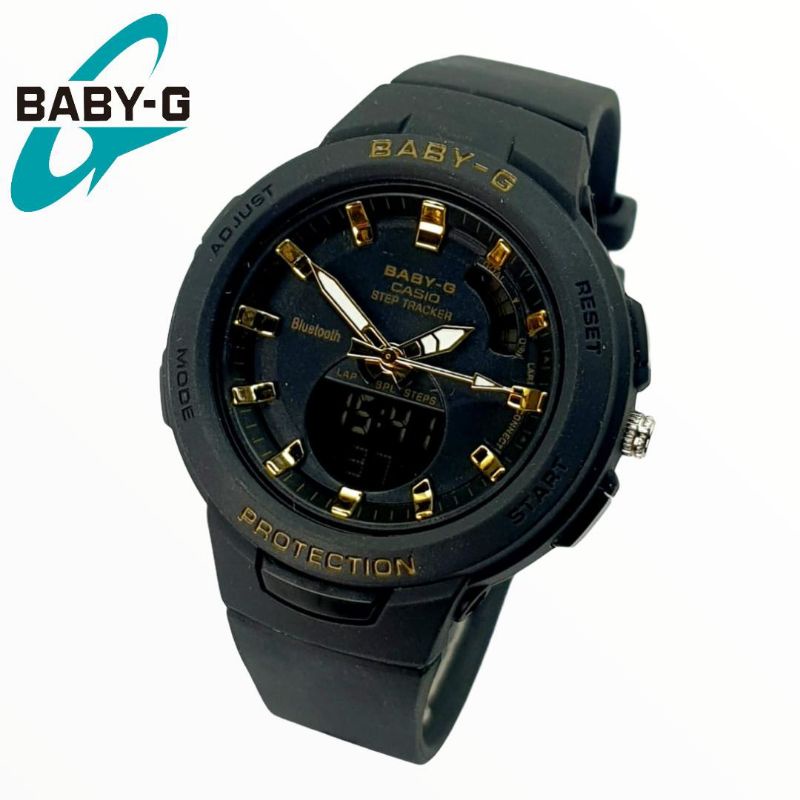 BEST SELLER JAM WANITA BABY G DG3082 DUAL TIME-Black gold