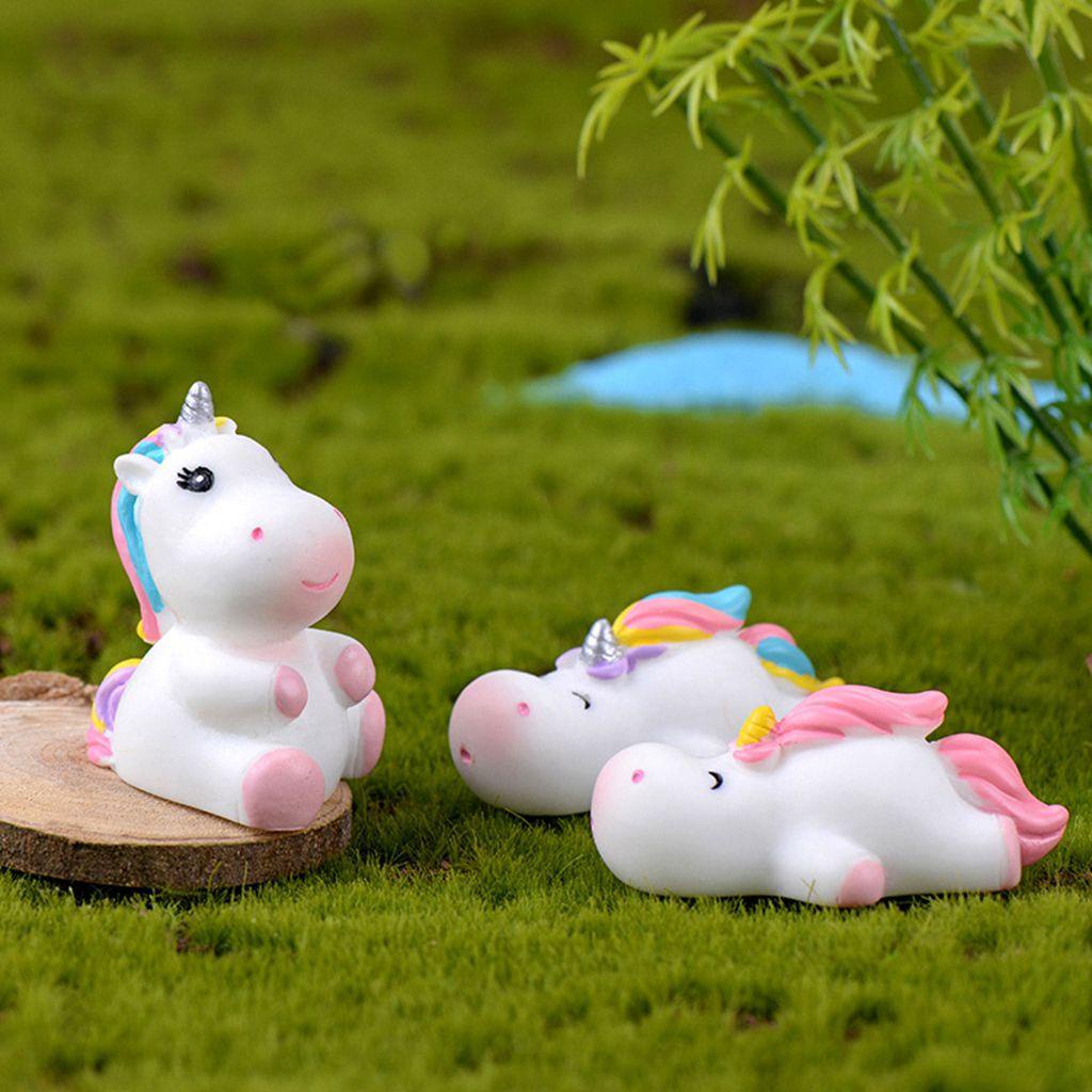 [Elegan] Unicorn Patung Multi-Posisi Mini Indah Miniatur Mainan Lanskap Mikro Bonsai Dekorasi Kerajinan Hadiah Anak Model Unicorn