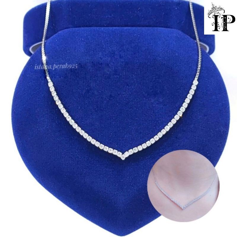 Kalung Perak Asli Silver 925 Lapis Emas Putih Model Berlian/Kalung Aurel/Kalung Nagita/Kalung Vaness