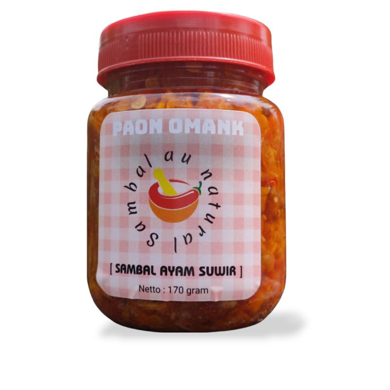 

sambal ayam suwir pedes gurih terenak 170 gram - sambel ayam suwir paon omank siap saji
