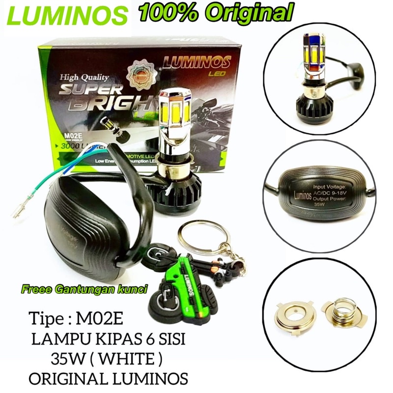 LUMINOS LED LAMPU UTAMA MOTOR LUMINOS 6SISI M02E 35W WHITE ORIGINAL LUMINOS 100% SUPER TERANG DAN BERKUALITAS