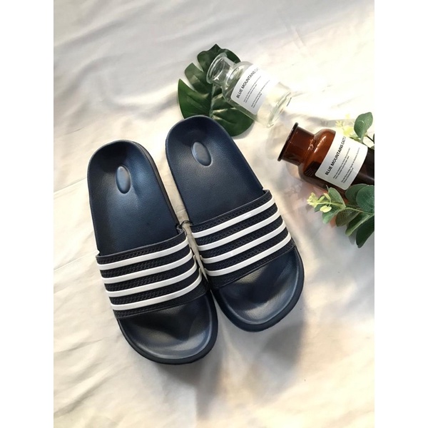 Sandal Slop Cowok Motif Garis Lokal Shevano 1359-2-Navy