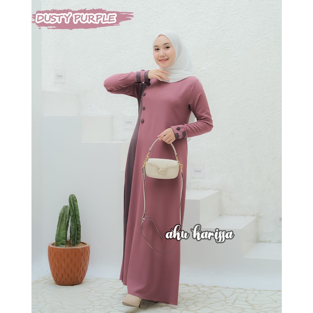 DRESS FAZILA dan HASNA AKU KARISSA ORIGINAL terbaru polos model kancing cantik