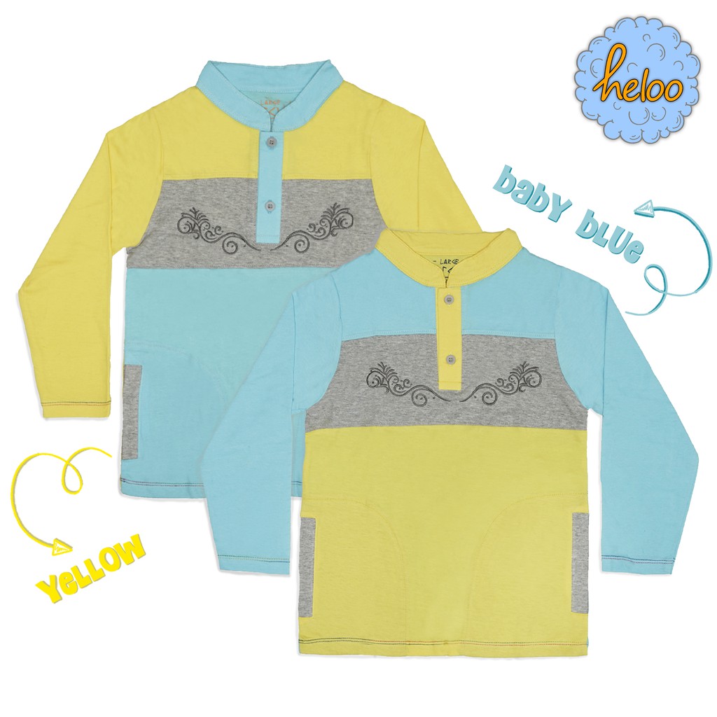 BAJU KEMEJA KOKO ANAK MODEL TANGAN PANJANG BAHAN KAOS COTTON UNTUK USIA 2 TAHUN - 10 TAHUN