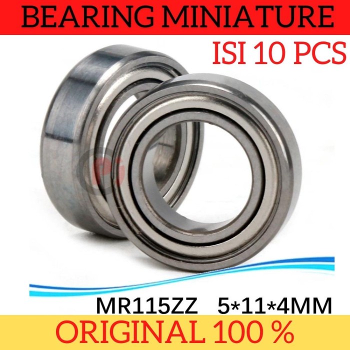 Isi 10Pcs MR115zz Miniature Metal Shielded Sealed Bearing 5 x 11 x 4mm