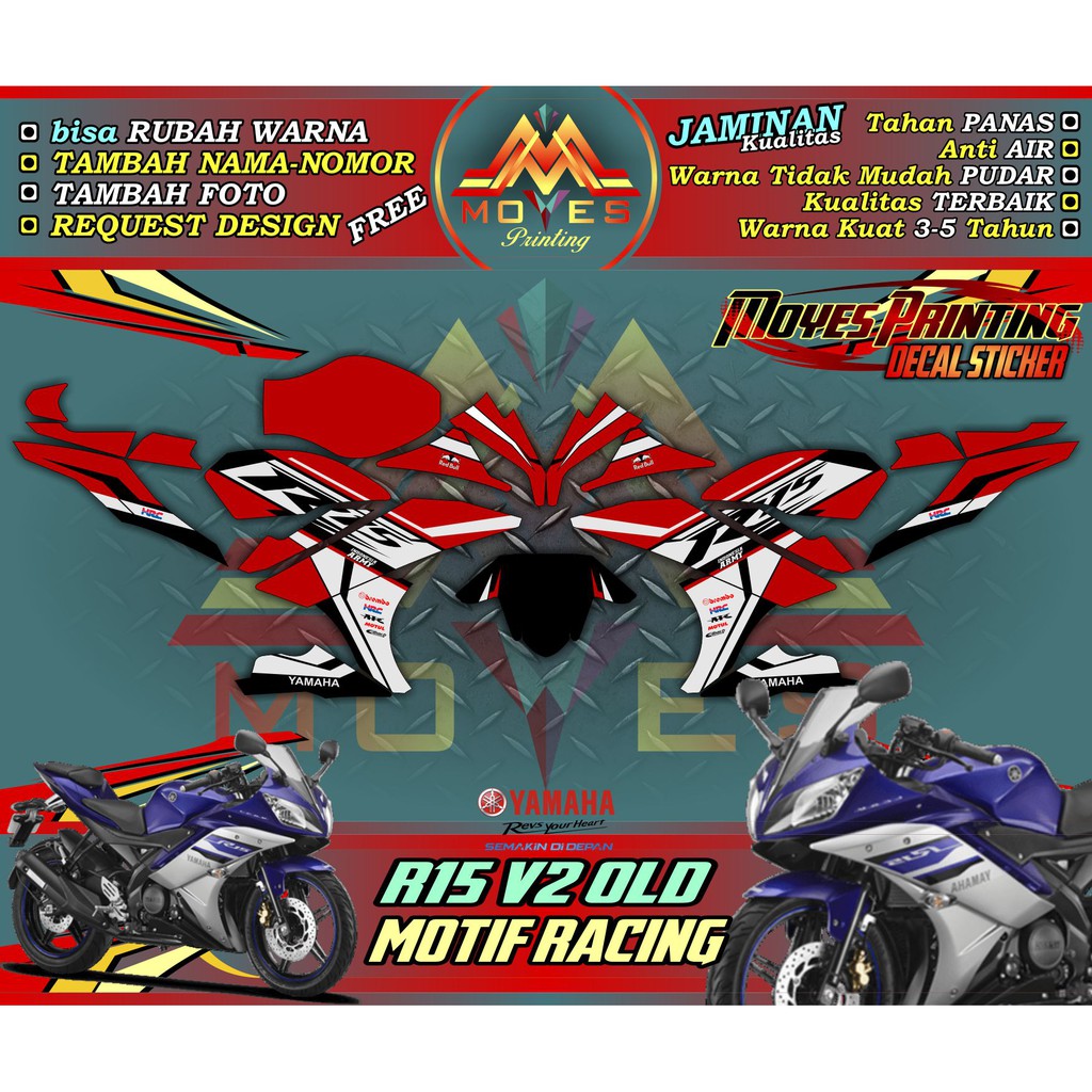 sticker full body yamaha r15 v2 - decal motor yamaha r15 v2 - racing