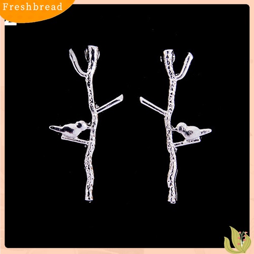 [Fresh] Anting Stud Bentuk Ranting Pohon Bahan Alloy untuk Wanita