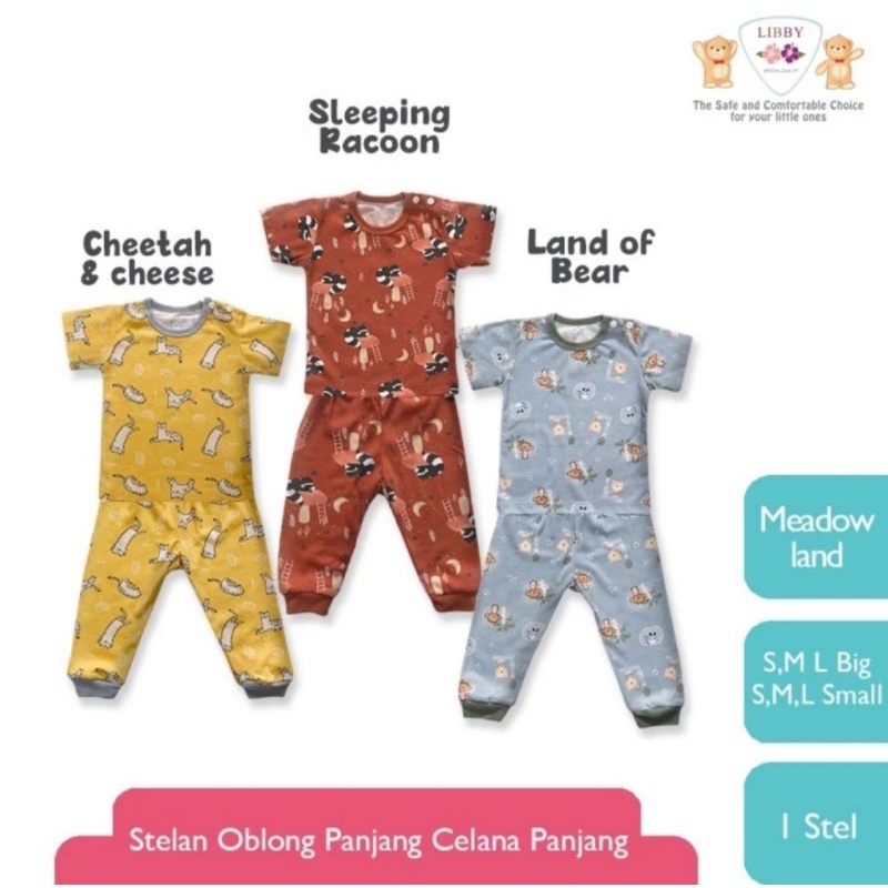 Libby Meadow Land Series Setelan Oblong Lengan Pendek Celana Panjang - Setelan Baju Anak