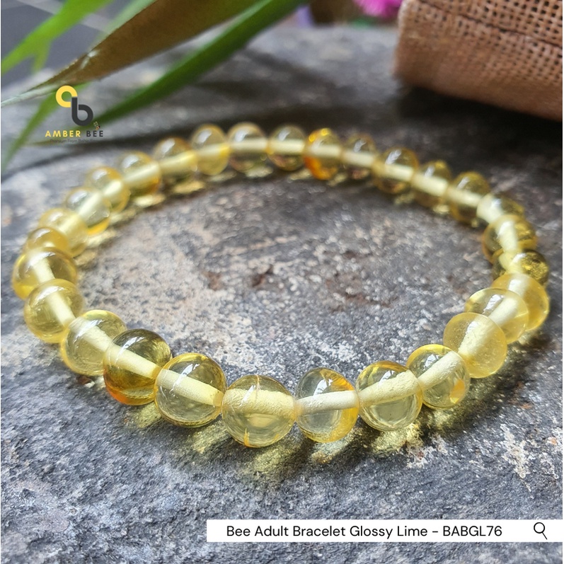 Gelang Amber Dewasa Premium Strechy Glossy Lime BABGL76 By Amber Bee