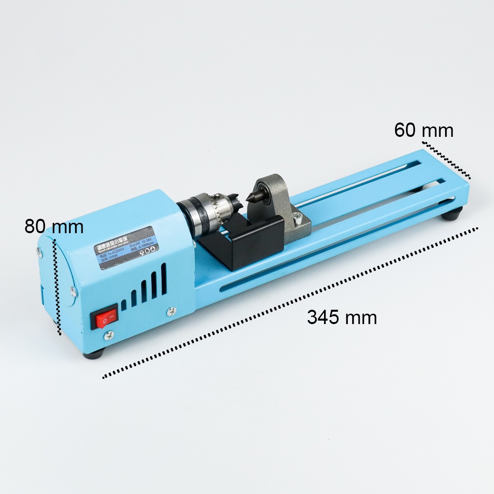 Mesin Bubut Kayu Mini Lathe Beads Grinding Polisher DIY Woodworking 150W - X707 - Blue