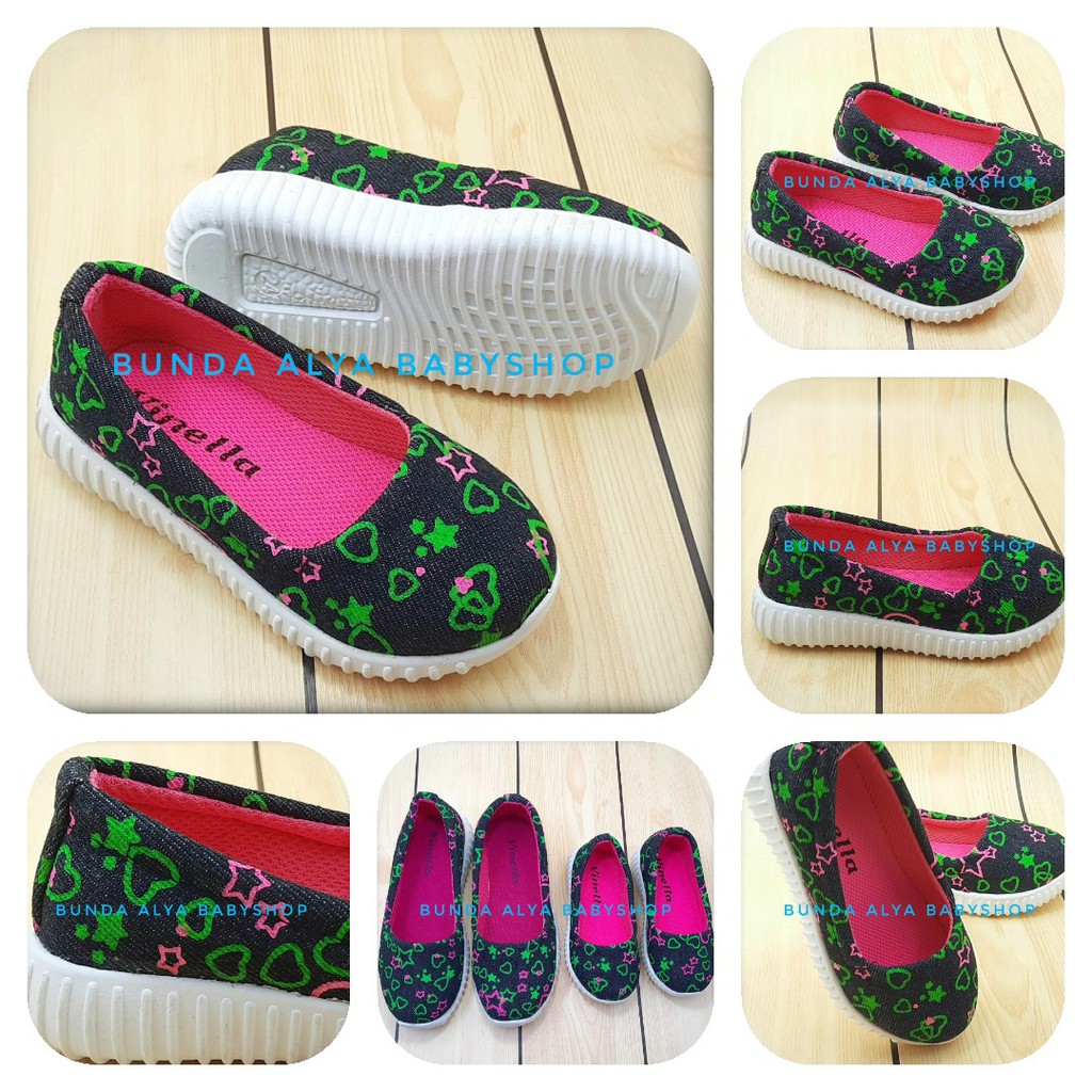 Sepatu Anak Perempuan Usia 2 3 6 7 Tahun Size 22 - 35 - Sepatu Anak Cewek Slip On Alas Karet Anti Licin