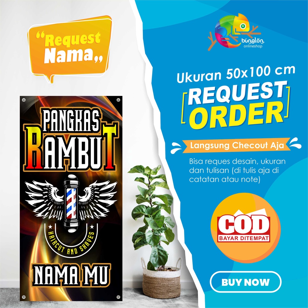 Spanduk Banner Pangkas Rambut Keren Model B