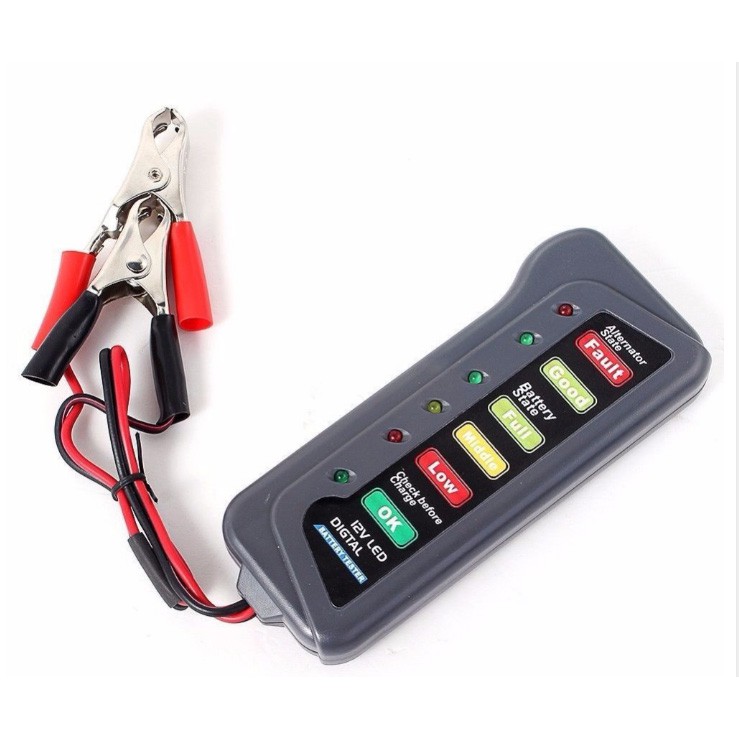 BATERAI TESTER DIGITAL 12V 6 LED - HITAM