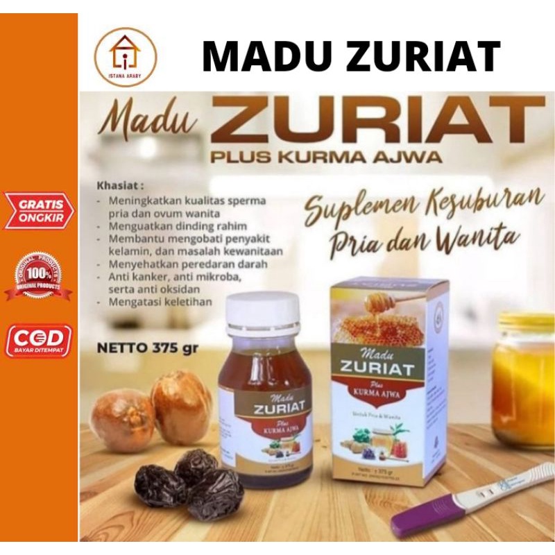 

MADU ZURIAT PLUS KURMA AJWA 375GR/MADU PRIA DAN WANITA/MADU KESUBURAN/MEMPERBAIKI HORMON/PELANCAR HAID/PENGOBAT KEPUTIHAN/PENCEGAH PENUAAN/PENGUAT DINDING RAHIM/IMPOTENSI/TERLARIS