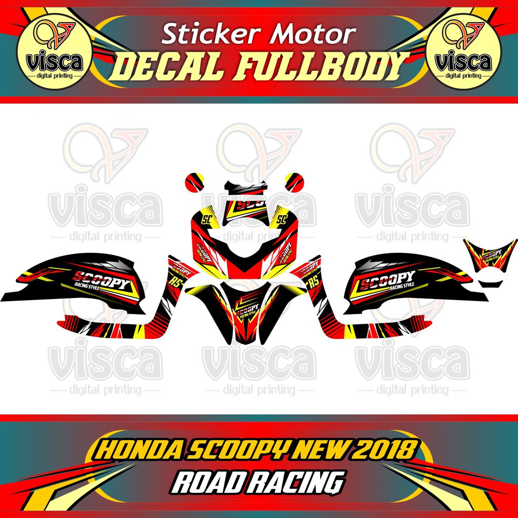 Striping Fullbody Decal Stiker Variasi Motor Scoopy New 2019 Road