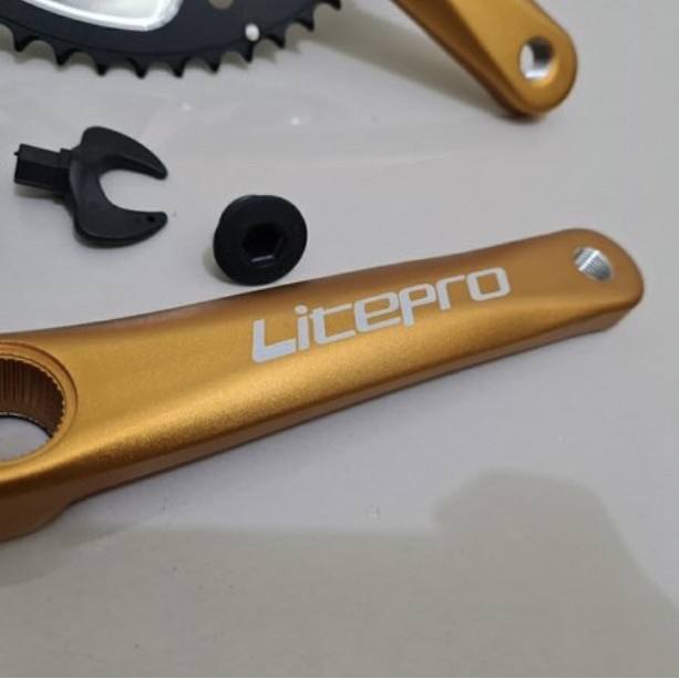 Crankset double Litepro 53T-39T gold edition HT2 Hallowtech 11 alloy