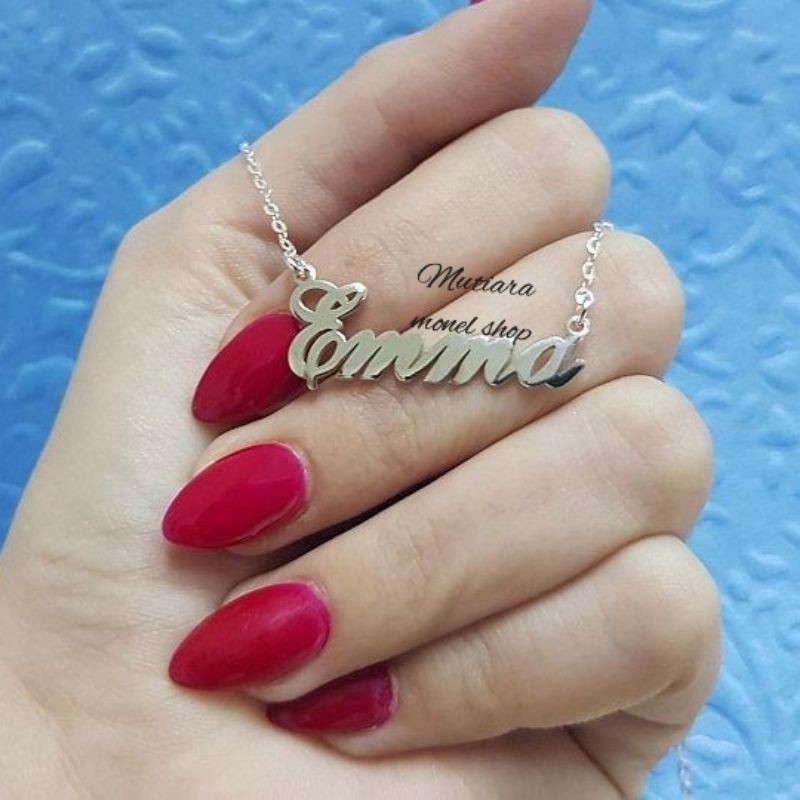 Kalung anak perempuan Kalung nama sendiri Kalung nama silver monel stainless