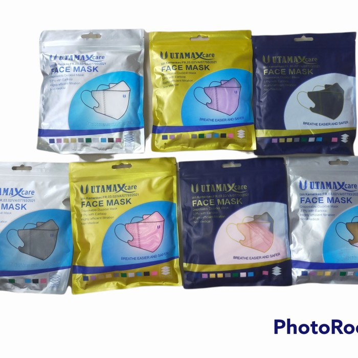 MASKER DUCKBILL UTAMA 3PLY FACE MASK IZIN KEMENKES ADA EMBOSS 1Pack Isi 10Pcs