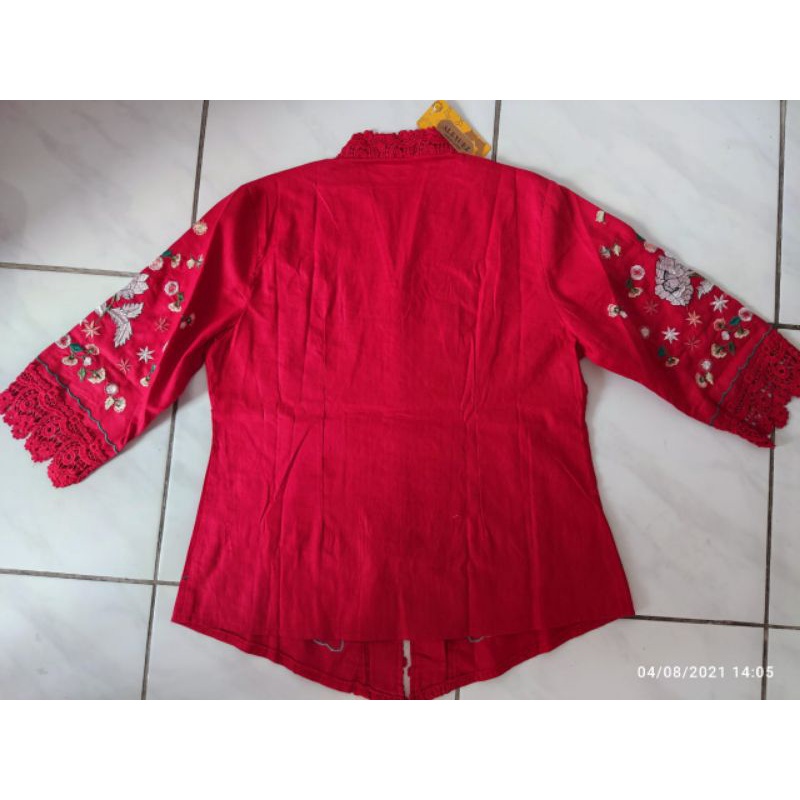 Kebaya alexuez 0648 merah bordir dibahan /kebaya kombinasi brukat premium