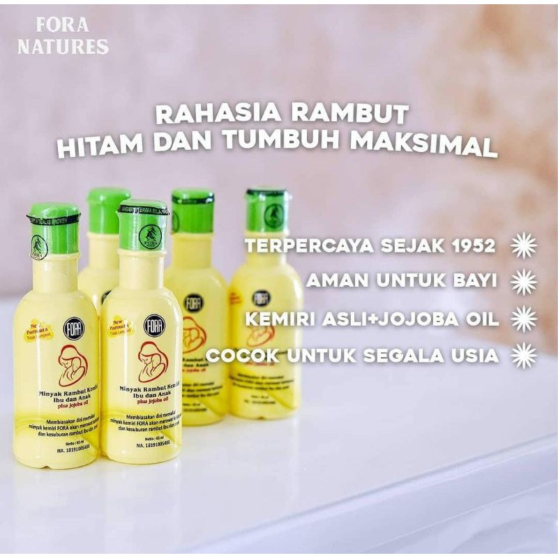 Minyak Kemiri Plus Jojoba Oil FORA Penyubur Penumbuh Rambut Bayi Anak Balita 65 ml