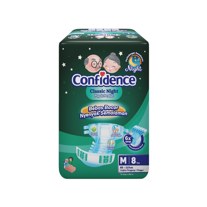 Promo Harga Confidence Adult Diapers Classic Night M8 8 pcs - Shopee