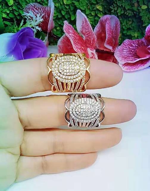 Cincin full mata A&amp;B lapis emas 18k